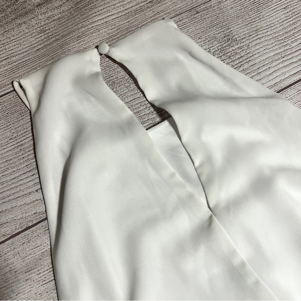 EXPRESS Asymmetrical Ruffle Wrap Midi Dress - Picture 9 of 16
